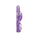 Purple dual-motor rabbit vibrator with textured shaft, clitoral stimulator, and control panel on handle.