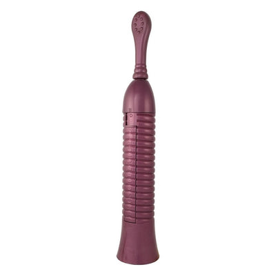 Eroscillator 2 Plus clitoral stimulator in plum color with textured handle and unique oscillating head attachment.