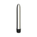 Sleek metallic 7-inch vibrator with smooth rounded tip and black twist base for adjustable intensity.