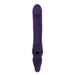 Purple silicone strapless double-ended strap on with textured head and bulbous base for versatile stimulation.