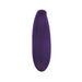 Side view of a purple silicone strapless strap-on with a smooth, curved design.