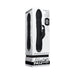 Black rotating rabbit vibrator with dual motors and textured control base shown in product packaging box.