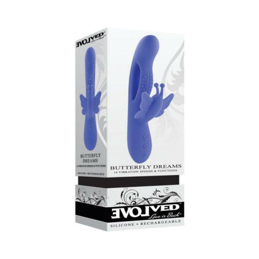 Evolved Butterfly Dreams Rechargeable Dual Stim Vibe Silicone Blue - SexToy.com