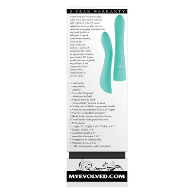 Evolved Come With Me Rechargeable 'come Hither' Silicone Vibrator Green - SexToy.com