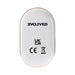 White oval remote control for Evolved Eager Egg with black branding and certification marks on top