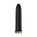 Sleek black bullet vibrator with rose gold base, designed for versatile pleasure and interchangeable silicone sleeves.