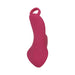 Pink rechargeable finger ring vibrator with textured flat surface and ergonomic design.