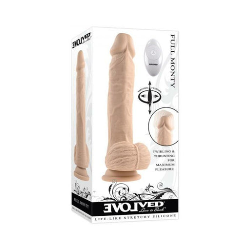Evolved Full Monty Rechargeable Remote-controlled Thrusting Twirling 9 In. Silicone Dildo Light | SexToy.com