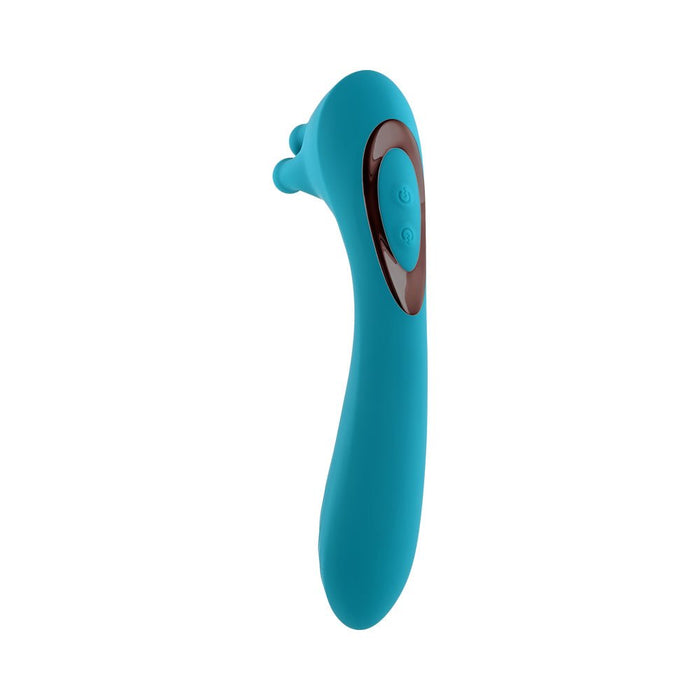 Evolved Heads Or Tails Rechargeable Silicone Vibrator Teal - SexToy.com