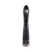 Black silicone G-spot rabbit vibrator with heating and cooling panel, dual motors, and chrome-finished base.