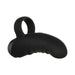 Black curved finger vibrator with textured shaft and flexible ring, designed for targeted stimulation and easy control.