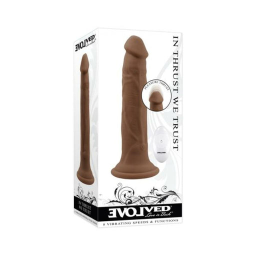 Evolved In Thrust We Trust Rechargeable Silicone Thrusting Vibrating Dildo With Remote Dark - SexToy.com