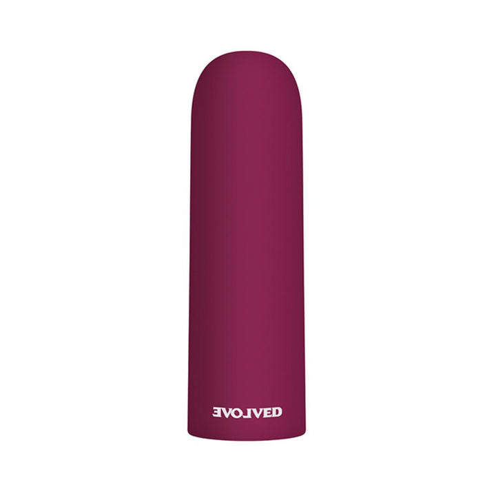 Burgundy Evolved Mighty Thick Bullet vibrator with smooth matte finish and discreet compact design.