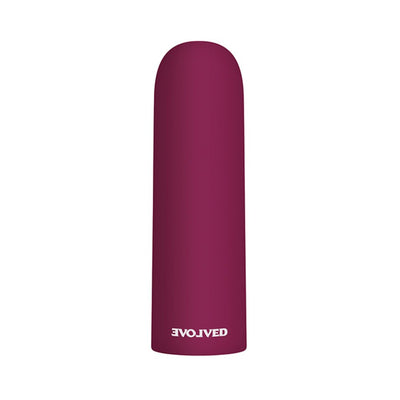 Burgundy Evolved Mighty Thick Bullet vibrator with smooth matte finish and discreet compact design.