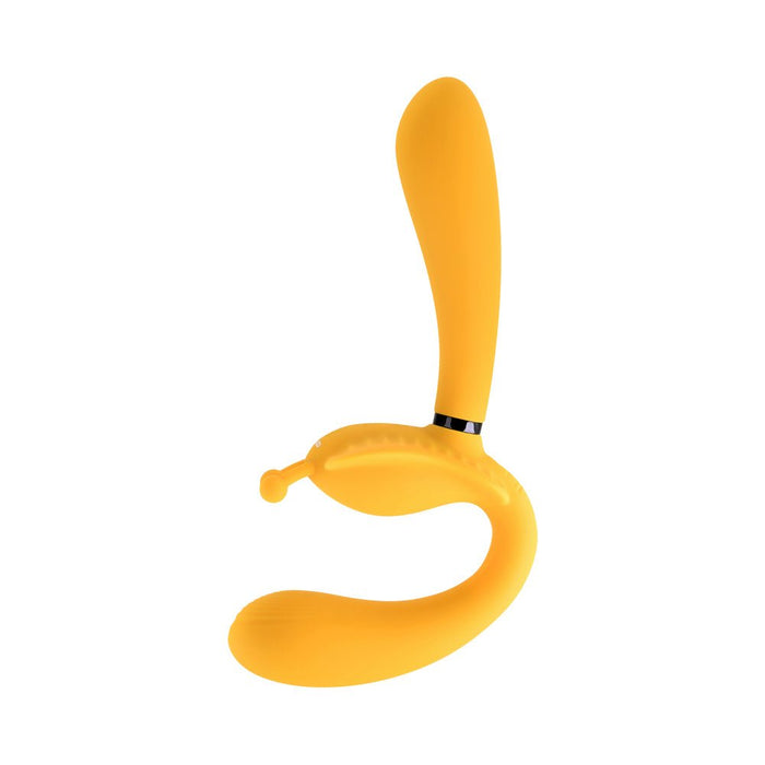 Evolved Monarch Rechargeable Silicone Multifunction Vibrating Strapless Strap-on Yellow - SexToy.com