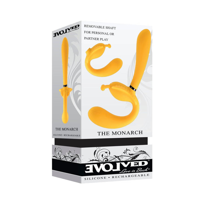 Evolved Monarch Rechargeable Silicone Multifunction Vibrating Strapless Strap-on Yellow - SexToy.com