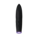 Black rechargeable silicone bullet vibrator with textured surface and glowing purple light at base.