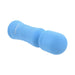 Blue silicone mini wand vibrator with flexible neck and textured handle, compact and rechargeable design.