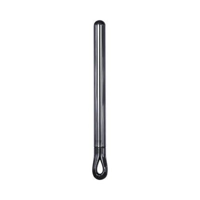 Sleek black stainless steel pen-shaped vibe with a looped handle, designed for discreet portability and easy use.