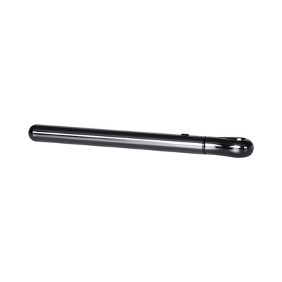 Sleek black metal pen-shaped personal vibe with smooth polished finish and discreet one-button control.