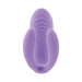 Compact purple silicone mini vibrator with dual flexible arms and textured surface, designed for versatile stimulation.