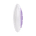 Compact white and purple remote control for the Evolved Petite Tickler Mini Vibe with textured buttons.