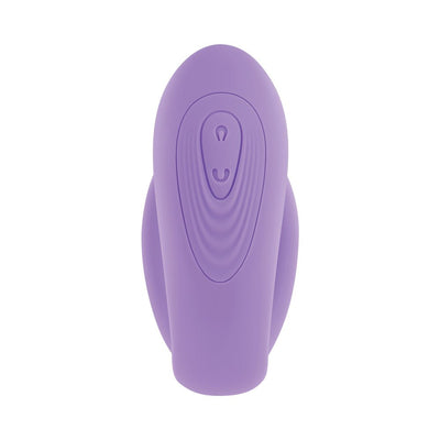 Compact purple remote control for the Evolved Petite Tickler Mini Vibe with smooth ergonomic design.