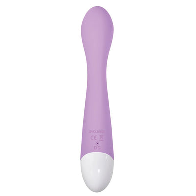 Sleek pink silicone personal vibe with curved tip and white base, designed for targeted multi-speed stimulation.