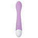 Sleek pink silicone personal vibe with curved tip and white base, designed for targeted multi-speed stimulation.