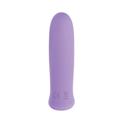 Compact purple silicone bullet vibrator with smooth rounded tip and discreet design.