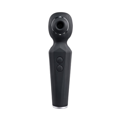 Evolved Rainbow Sucker Light-up Rechargeable Dual-function Silicone Suction Wand Vibrator Black - SexToy.com