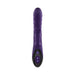 Purple silicone rabbit vibrator with textured shaft and control buttons on the base against white background.