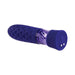 Purple textured mini vibrator with diamond pattern and clear midsection, featuring magnetic USB charging points on the base.