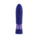 Purple textured mini vibrator with a diamond-patterned shaft and clear base section on a white background.