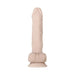 Realistic flesh-toned poseable dildo with suction cup base and textured details for lifelike feel.