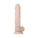 Realistic flesh-tone poseable dildo with suction cup base and textured details for lifelike feel.