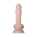 Poseable 6-inch silicone dildo with realistic texture and suction cup base in a natural skin tone.