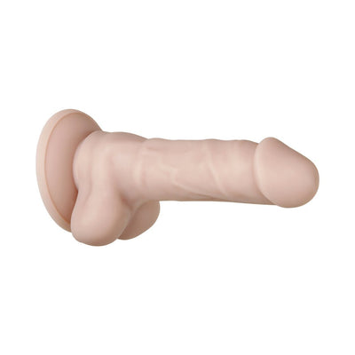 Poseable 6-inch realistic silicone dildo with suction cup base in natural skin tone.