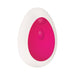Compact white and pink remote control with ergonomic design for the Evolved Remote Control Egg vibrator.