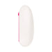 Compact white and pink rechargeable remote control vibrating egg with smooth finish and side button.