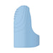 Light blue silicone vibrating finger ring with textured ribbed tip for targeted stimulation, designed for comfort and versatility.