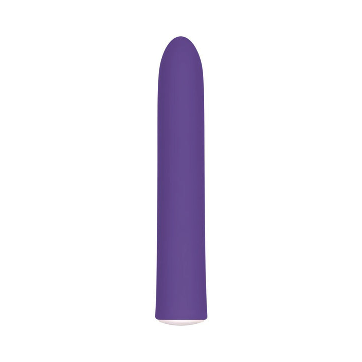 Slim, rechargeable purple vibrator with a smooth, tapered design and seven vibration settings.