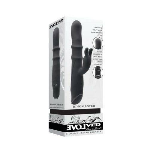 Evolved Ringmaster Rechargeable Dual Stim Vibe Silicone Black - SexToy.com