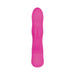 Pink silicone rabbit vibrator with curved shaft and dual motorized ears for targeted stimulation.