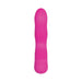 Pink silicone vibrator with a gently curved shaft and smooth texture, designed for targeted stimulation.