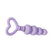 Purple silicone anal beads with graduated heart-shaped beads and a heart-shaped handle on a white background.
