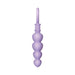 Purple silicone anal beads with graduated heart-shaped design and loop handle for easy grip and control.