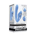 Blue dual-action silicone vibrator with curved shaft and external tapping arm, rechargeable and featuring multiple speeds.