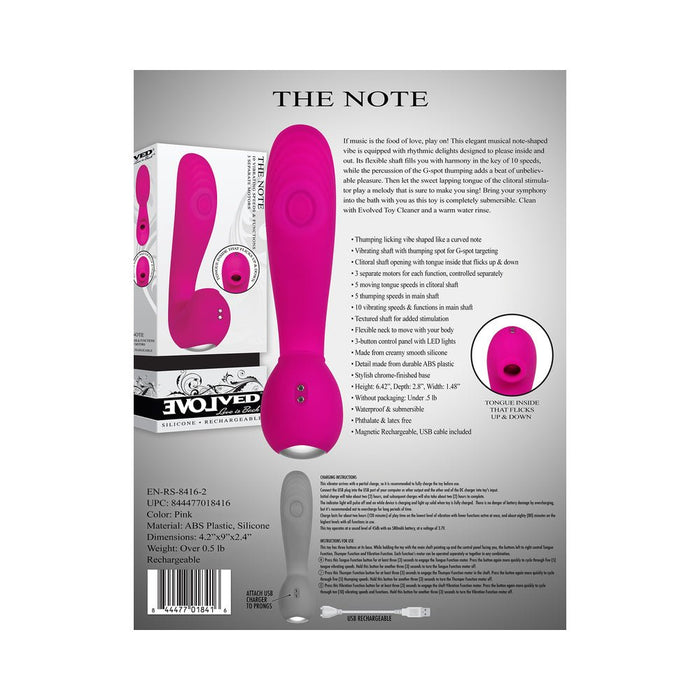 Evolved The Note Dual Stimulator - Magenta - SexToy.com