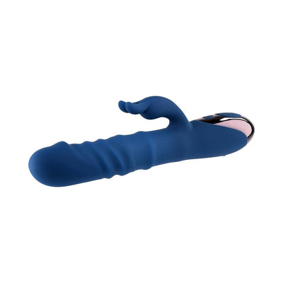 Evolved The Ringer Rechargeable Thrusting Silicone Rabbit Vibrator Blue - SexToy.com